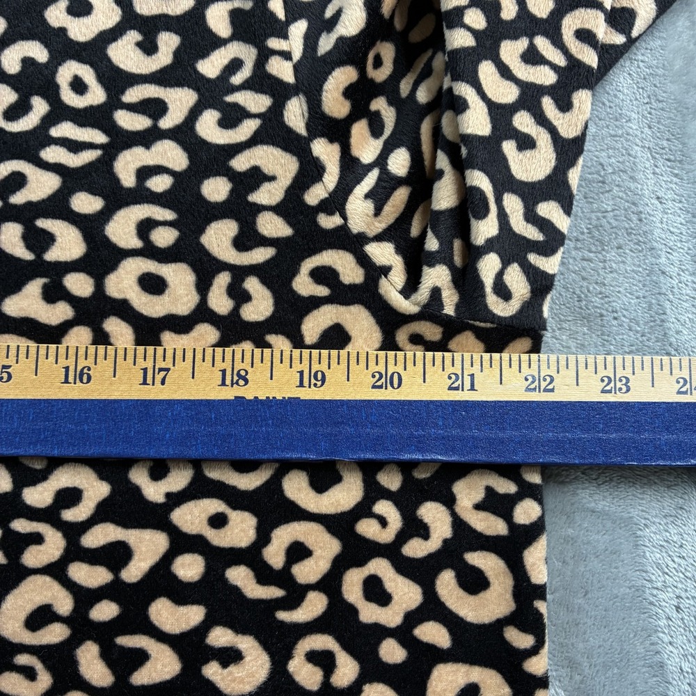 Kate Spade Womens Sz XL Leopard Animal Print‎ Casual/Pajama Top Velour Black Tan - Picture 10 of 13